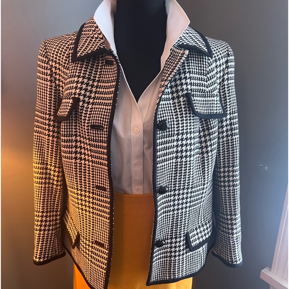 Talbots houndstooth blazer. Matching shift dress avail for purchase separately.